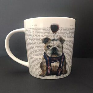 Fab Funky ALD English Bulldog Dog Au Vin, Book Print with British Scarf Mug